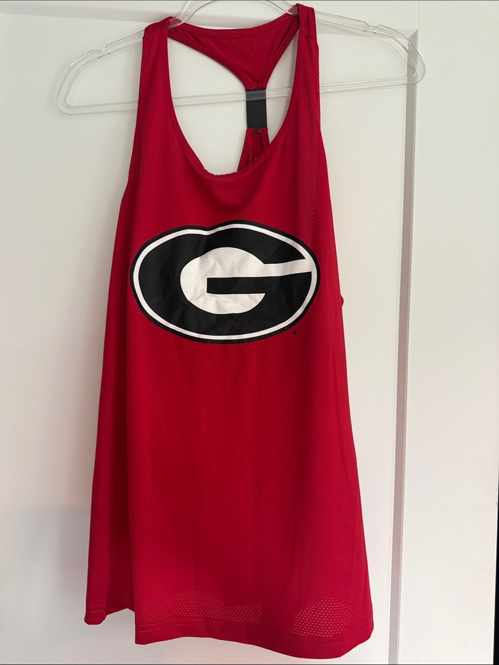 Women's Red Racerback UGA Georgia Tank with Black & White Logo